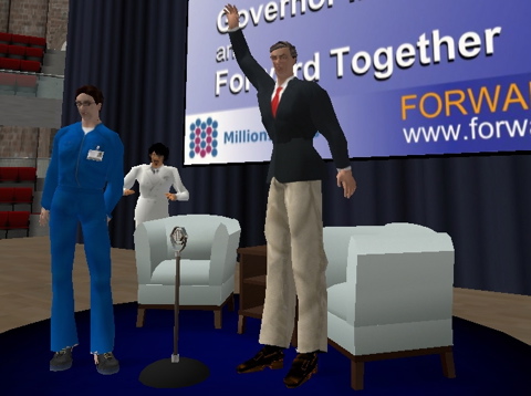 Le politicien américain Mark Warner dans Second Life