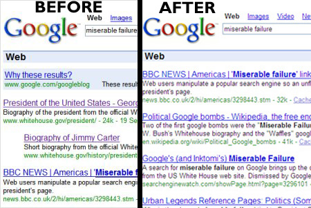 Bombardement Google de Georges W. Bush 