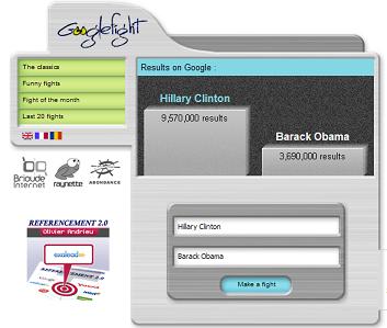 Hillary Clinton contre Barack Obama dans Googlefight